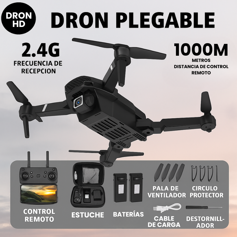 Dron Doble Camara 4k UltraFly + 2 Baterías Adicionales y Estuche GRATIS