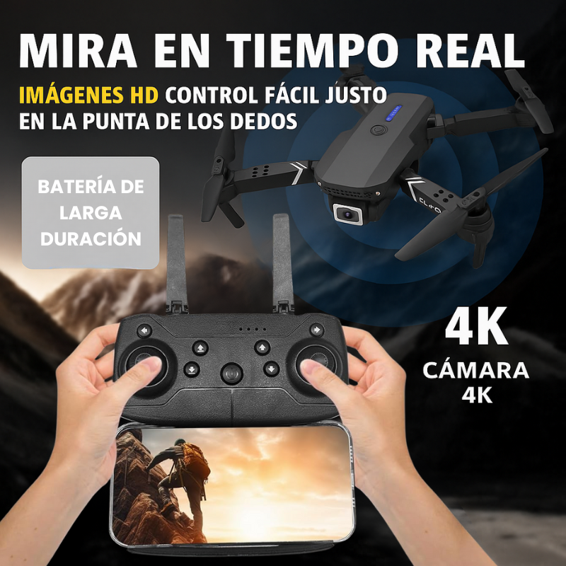 Dron Doble Camara 4k UltraFly + 2 Baterías Adicionales y Estuche GRATIS